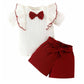 4You Dresses Beautiful Cotton Blend Fabric Top And Shorts For Girls (Maroon And White, 1218 Month)