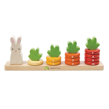 Tender Leaf Toys - Counting Carrots - Wooden Ring Stacker - Educational Toy for Early Learning, Counting, Color Sorting, and Han