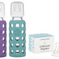Lifefactory 9Oz Glass Baby Bottle 2Pk Bundle With 2 Stage 3 Nipples (Grape/Kale)