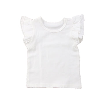 Infant Toddler Baby Girl Top Basic Plain Ruffle T-Shirt Blouse Casual Clothes (1-2 Years, White)