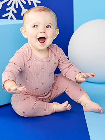 Simple Joys By Carter'S Baby Girls' 4-Pack Pant, Grey/Pink/Plum/White Flowers, Newborn