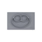 ezpz Happy Mat - 24 Months+ (Gray) - 100% Silicone Suction Plate with Built-in Placemat for Toddlers + Preschoolers - Divided To