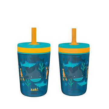 Zak Designs Kelso 15 Oz Tumbler Set, (Underwater) Non-Bpa Leak-Proof Screw-On Lid With Straw Made Of Durable Plastic And Silicon