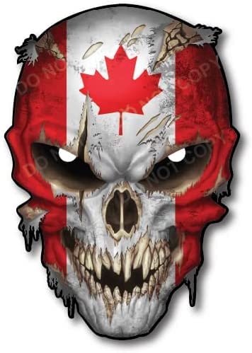 Decals By Haley Canada Skull Canadian Flag Maple Leaf Vinyl 3M Decal Sticker With Reflective Eyes Car Truck Windshield - Safe Fo