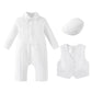 Mommy'S New Man Newborn Baptism Outfits Boys Long Sleeve White Baby Wedding Outfit Cake Smash Christening Jumpsuit (9-12 Months)
