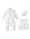 Mommy'S New Man Newborn Baptism Outfits Boys Long Sleeve White Baby Wedding Outfit Cake Smash Christening Jumpsuit (9-12 Months)