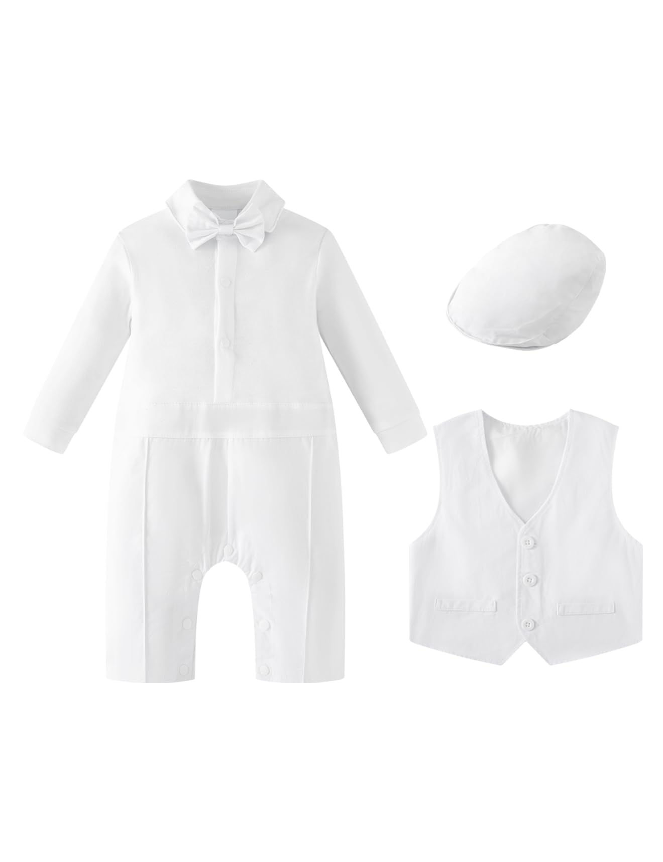 Mommy'S New Man Newborn Baptism Outfits Boys Long Sleeve White Baby Wedding Outfit Cake Smash Christening Jumpsuit (9-12 Months)
