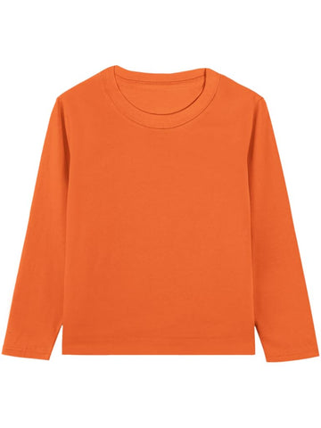 Toddler Boys Long Sleeve T-Shirts Cotton Crewneck Tees Soft Basic Solid Color Layering Warm T-Shirt Top, Tagless Neckline Orange