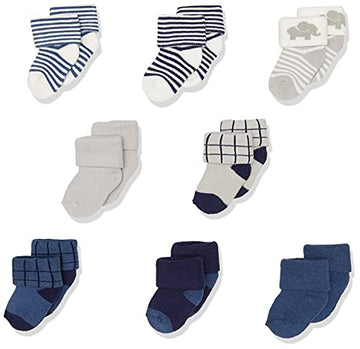 Touched By Nature Baby Organic Cotton Socks, Blue Elephant, 0-6 Months