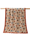 Baby Muslin Quilt Blanket with Print, Navy Blue (Peach)