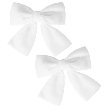 2Pcs Velvet Hair Bows White Hair Ribbon Clips 4' Big Fall Alligator Clips Hair Accessories For Women Girls Toddlers Kids Baby