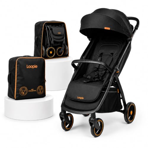 Loopie Hop Stroller with Travel Bag for 05 Years, Lightweight Fold, Black