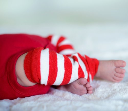 Red & White Stripe Baby Leg Warmers For Boys And Girls By Judanzy, One Size