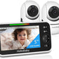 Hellobaby Upgrade 5?? Baby Monitor With 26-Hour Battery, 2 Cameras Pan-Tilt-Zoom, 1000Ft Range Video Audio Baby Monitor No Wifi,