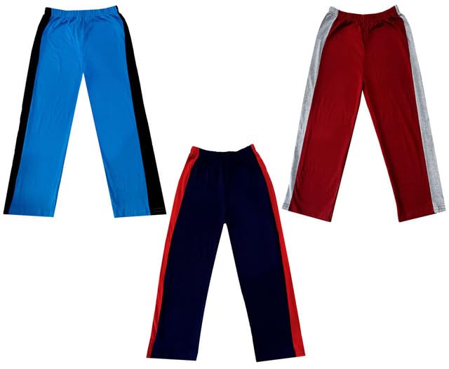 Girls Solid Cotton Side Patta Regular Pyjamas Lower (Pack of 3) Maroon::Navy Blue::Sky Blue