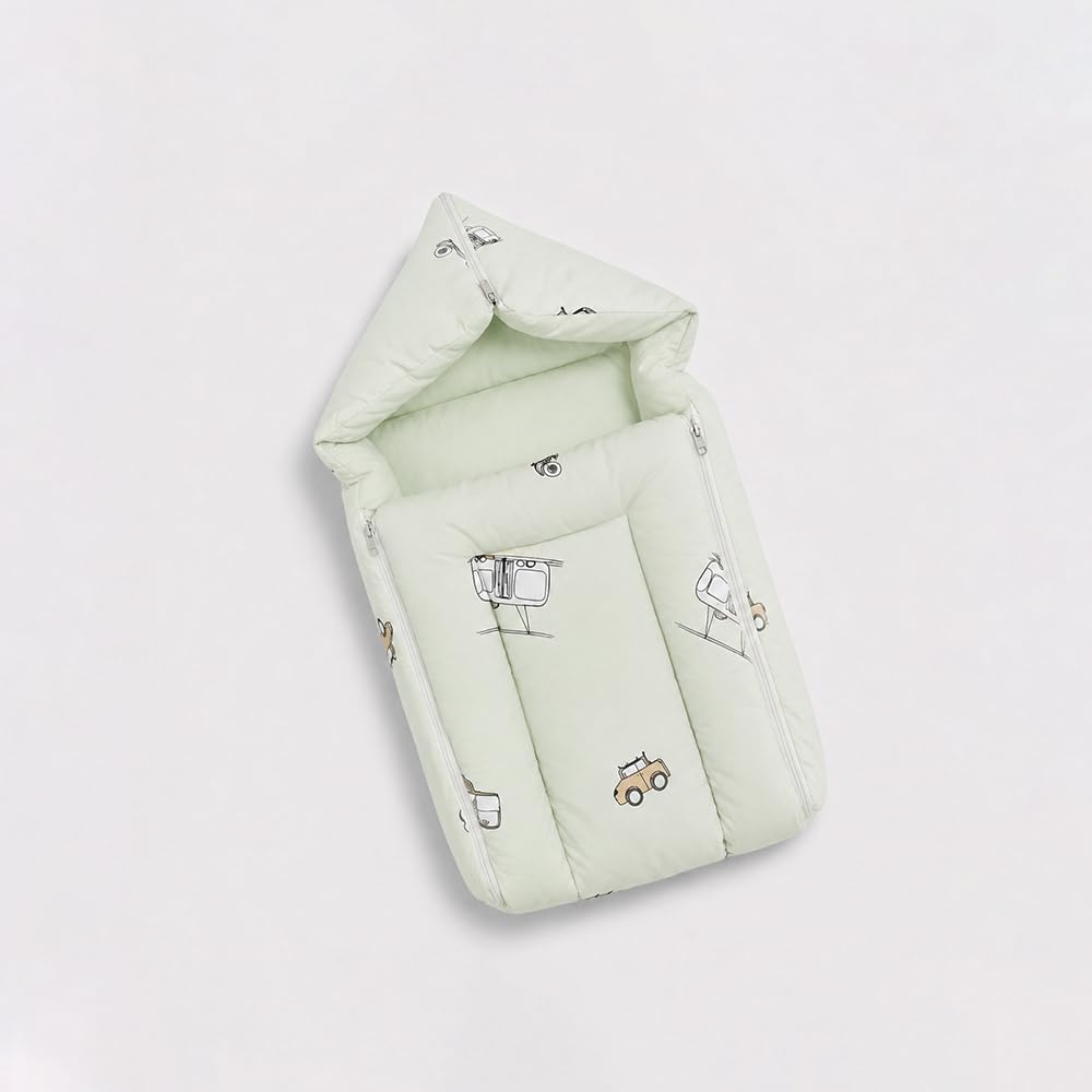 Babyholic Baby Sleeping Bag & Carry Nest for Newborns | Soft Padded Baby Carry Bed with Hood & Dual Zipper | Cozy Portable Infan