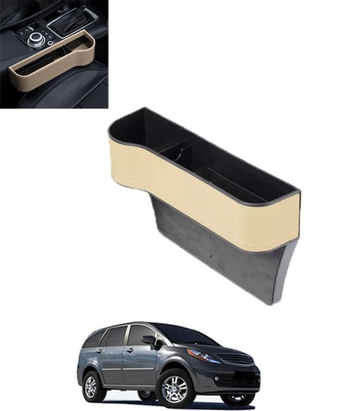 RKPSP Multifunctional Beige Leather Storage Box Organizer Car Seat Gap Filler Cup Holder For Car20