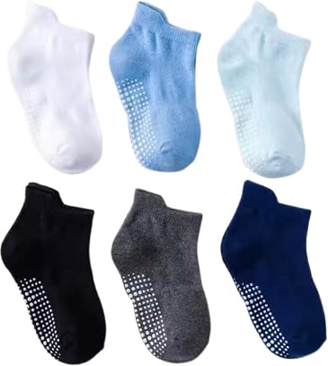 Closecret Non Slip Grip Ankle Baby Socks 6 Pack For Toddler Boys And Girls Kids,Infant Cute Cotton Baby Socks (45 Year Ankle Sk
