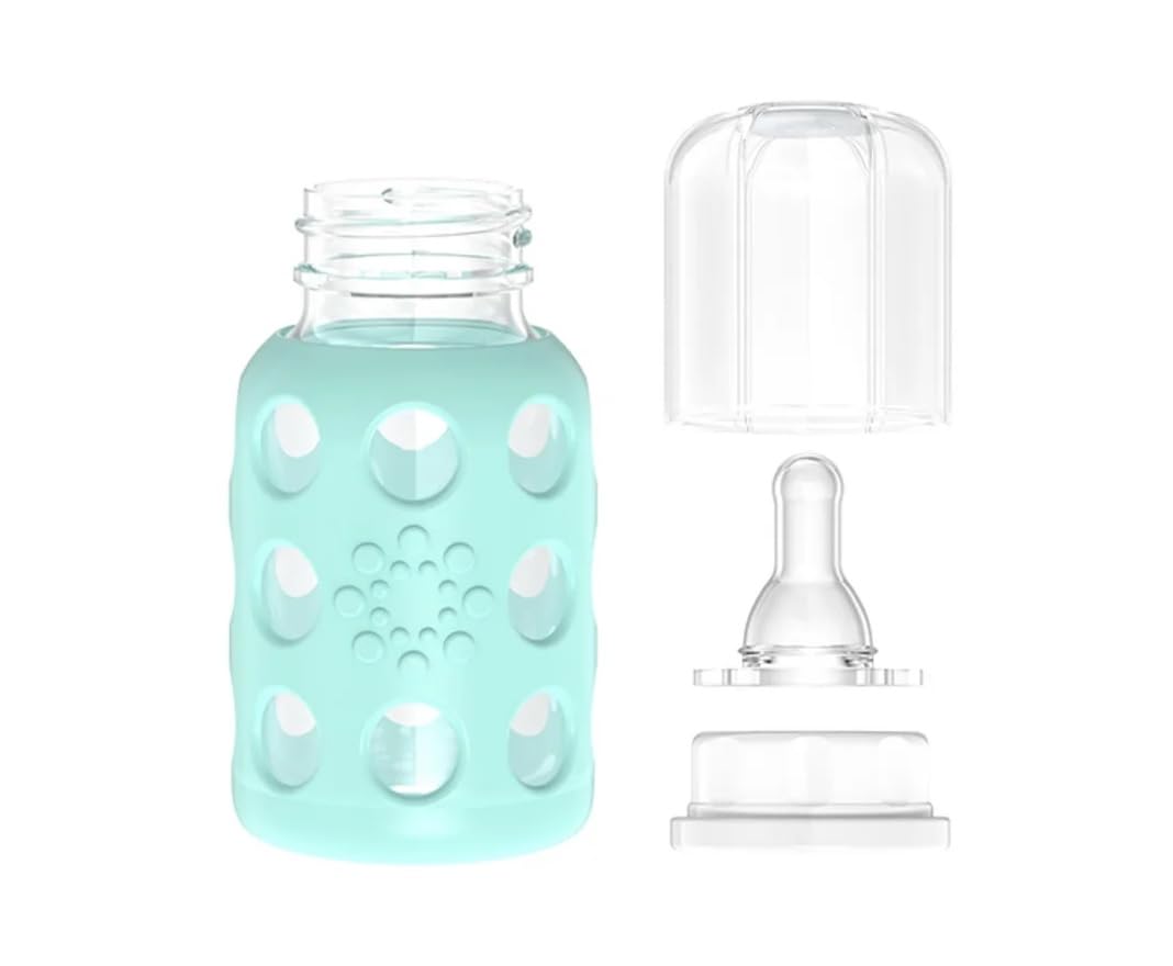 Lifefactory Glass Baby Bottles With Silicone Protection - 2-Pack, 4 Oz Bottles, Mint
