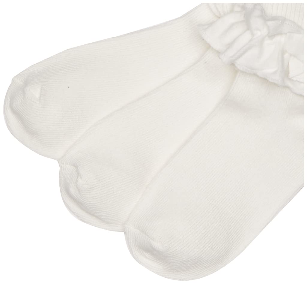 Jefferies Socks Baby Girls Jeffries Newborn Misty Ruffle Turn Cuff 3 Pair Pack Socks, Ivory, 3-12 Months Us