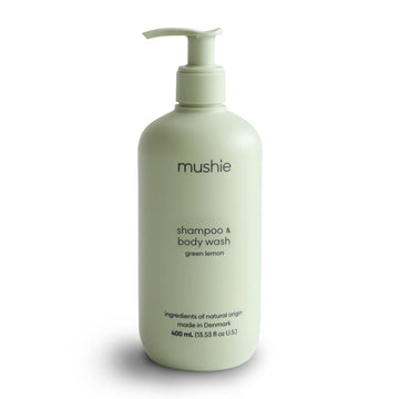 mushie Baby Shampoo & Body Wash | Gentle Formula for Delicate Skin | Certified Organic | Made in Denmark, 13.53 fl oz (Green Lem