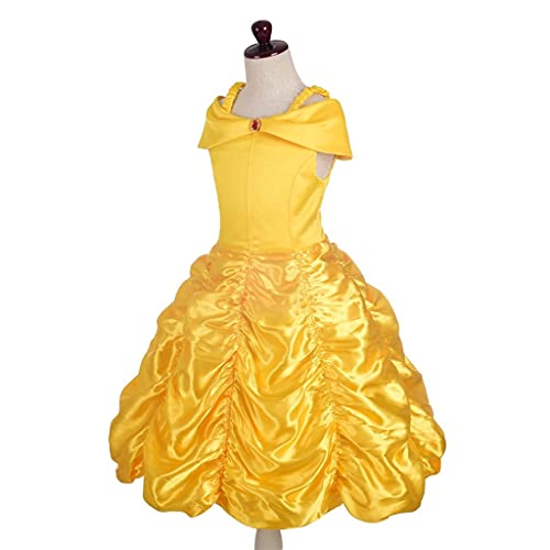 Dressy Daisy Girls Princess Yellow Gold Ball Gown Birthday Party Fancy Dress Up Halloween Costume with Accessories Size 6-6X