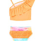 Rufflebutts Rainbow Tie Dye One Shoulder Ruffle Tankini - 3-6M