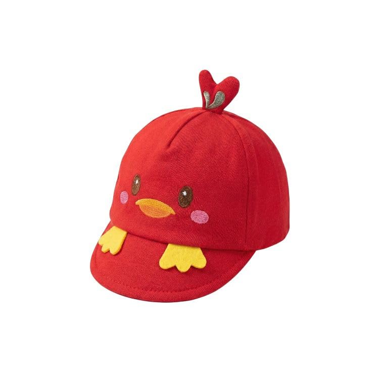 Capznmore Baby Cartoon Duck Cap For Boys & Girls, Soft Stretchy Cotton Toddler Hat, Elastic Back, Embroidered Design, 36 Months