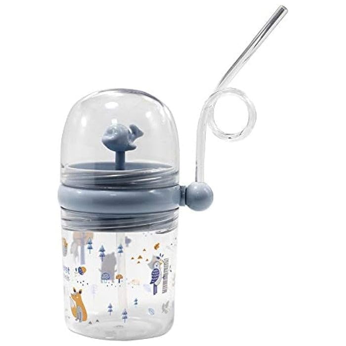 Oblivion Whale Spray Water Bottle Toddler Cup  Glass Drinking Cup with Flexible Sipper Straw, SpillProof Design, Transparent K