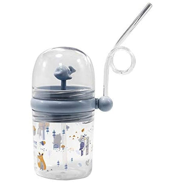 Oblivion Whale Spray Water Bottle Toddler Cup  Glass Drinking Cup with Flexible Sipper Straw, SpillProof Design, Transparent K