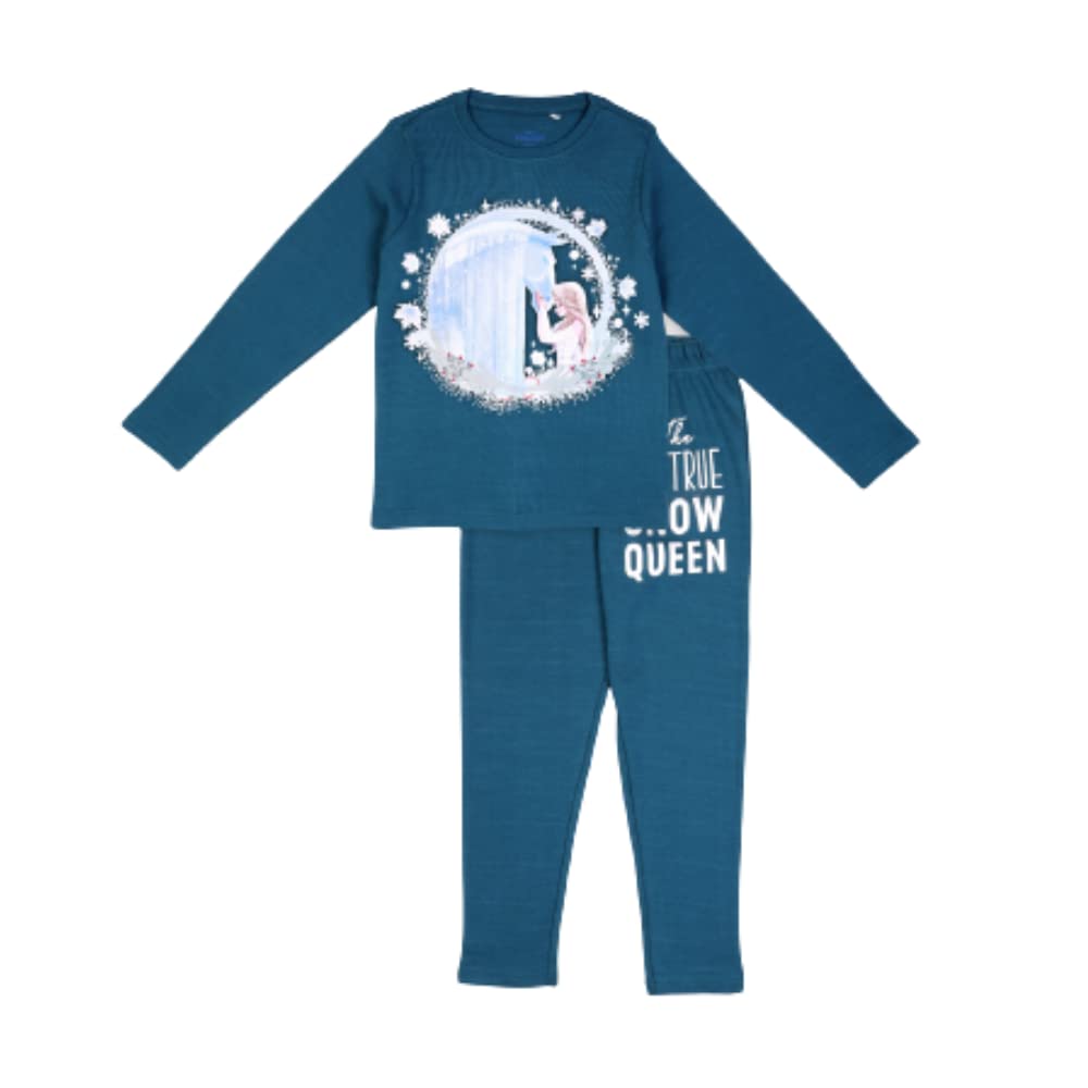 Nap Chief Girls Frozen Snowy Full Sleeve Night Suit | Cotton Night Suit for Girls Comfortable Nightdress for Kids Matching Tshi