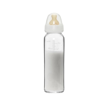 Hevea Standard Neck Glass Baby Bottles - Natural Rubber Medium Flow Nipples - Anti Colic Baby Bottles For Breastfeeding Babies -