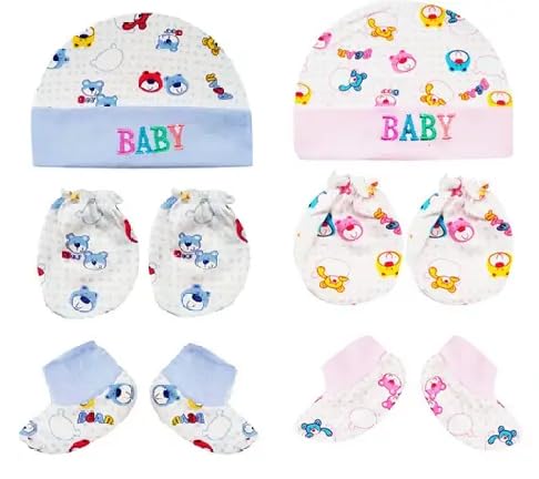 Trivika And Sons Baby Cap, Mittens & Booties Set For Newborn | Soft Cotton Infant Essentials | Unisex Babywear Combo Gift For Ba