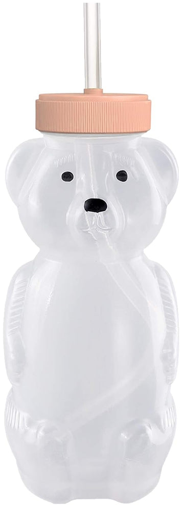 Honey Bear Straw Cups for Babies 1 pack, 8oz straw bear cup with improved safety lid design, honeybear baby cup straw, Leak-Proo