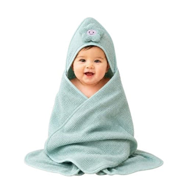 Babyholic Super Soft Hooded Baby Wrapping Blanket, Lightweight Cozy Bath and Swaddle Wrap for Newborn Boys & Girls, Green