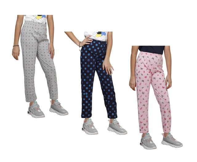 Girls Printed Cotton Regular Fit Pyjamas Lower (Pack of 3) Multicolor18