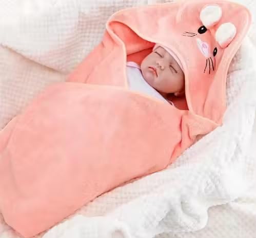 Zoroo Baby Hooded Towel for Toddler, Large Absorbent Bath Towel for Newborn Boy Girl, Green, 79 x 79 cm (Baby Pink)