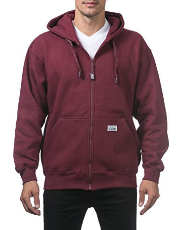 Pro Club Mens Heavyweight Full Zip Fleece Hoodie, Maroon, 3X-Large