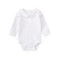 Pureborn Baby Boys Organic Cotton Bodysuit Peter Pan Collar Infant Long Sleeve White 6-9 Months