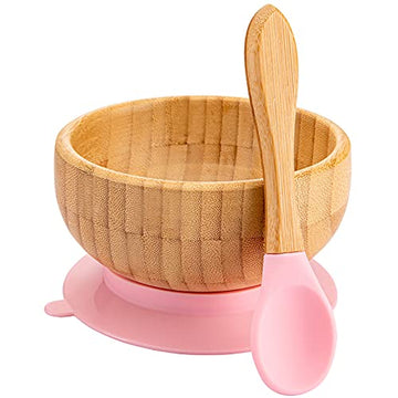 Baby Bowls And Spoons - Baby Bamboo Bowl And Spoon | Silicone Suction | Bamboo Baby Bowls For Baby | Baby Bowls First Stage | Ba
