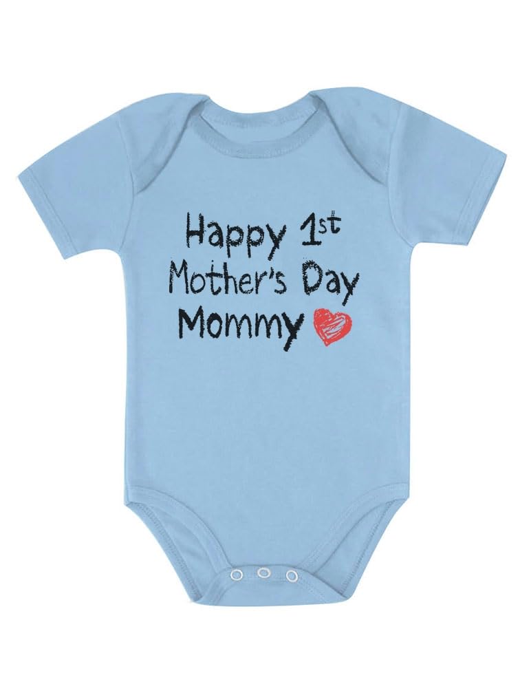 Tstars Happy 1St Mothers Day Mommy Baby Boy Girl Outfit Gift For New Mom First Mother'S Day Newborn Infant Bodysuit 12M Aqua
