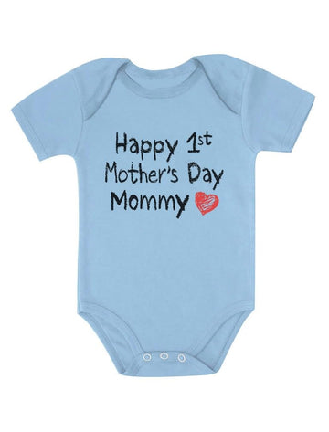 Tstars Happy 1St Mothers Day Mommy Baby Boy Girl Outfit Gift For New Mom First Mother'S Day Newborn Infant Bodysuit 12M Aqua