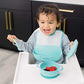 Silicone Bibs For Babies With Food Catcher - Waterproof Roll Up And Button. Quality, Extra Thick Toddler Silicone Bib 2-Pk