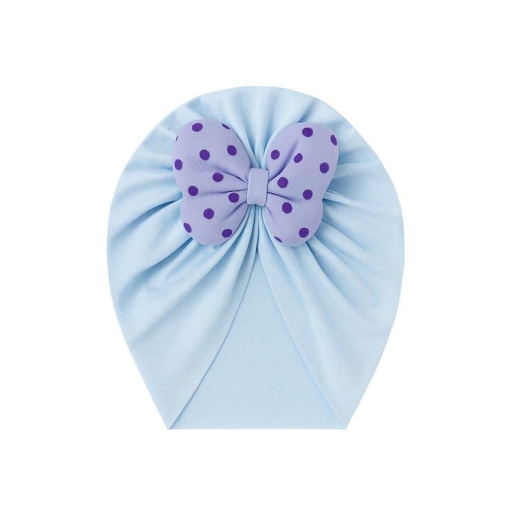 Famwrapz Baby Butterfly Turban Bow Cap  Soft Knotted Beanie Cap Headwrap For Infants, Toddlers & Kids (03 Years) Blue
