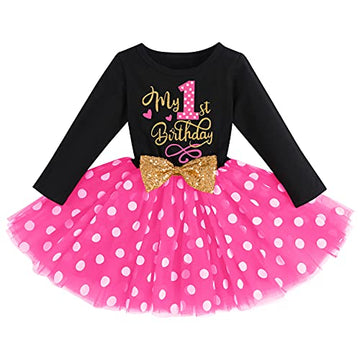 Winter Birthday Outfit Girl My First Birthday Mini Dress Cake Smash Outfit Baby Tutu Skirt Autumn Long Sleeve Mouse 1St Birthday