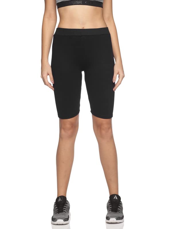 Indijoy Women Gym Yoga Cycling Shorts Knee Length Color : Black Size: Xl
