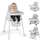 Ktaxon 6-in-1 Baby High Chair, Portable Convertible Highchair with Removable Dual-Layer Tray, 5-Point Safety Harness and Locking