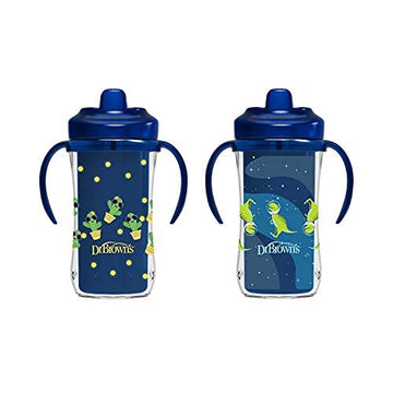 Dr. Brown'S Milestones Hard Spout Insulated Sippy Cup With Handles, Blue, 10 Oz, 2 Pack, 12M+