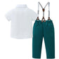 Disaur Baby Boy Clothes Suits, 1-5T Toddler Dress Short Shirt With Bowtie + Suspender Pants Outfit Sets Gentleman Wedding