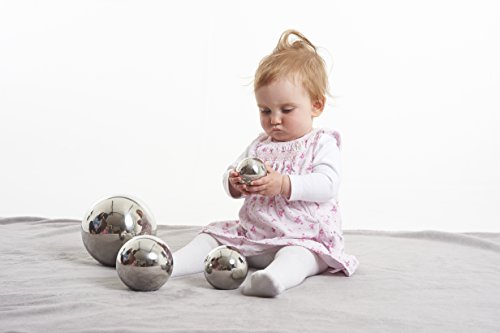 TickiT - 9322 Sensory Reflective Balls - Set of 4 - Mirrored Spheres for Babies and Toddlers - Stainless Steel Sensory Balls for